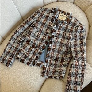 L'AGENCE Black and Brown Tweed Blazer
